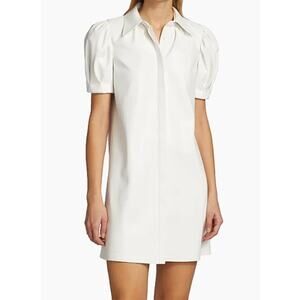Alice Olivia Dress Women Extra Small Jem Faux Leather Shirtdress Mini Off White